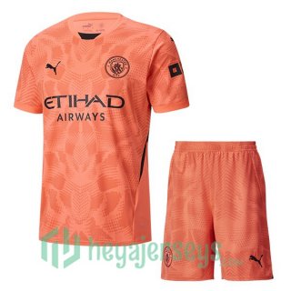 Manchester City Kids Goalkeeper Soccer Jerseys Rose 2024-2025