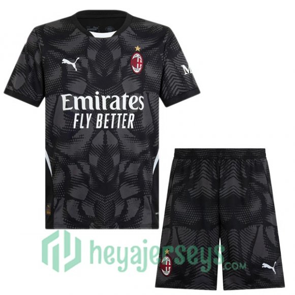 AC Milan Kids Goalkeeper Soccer Jerseys Black 2024-2025
