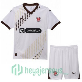 FC St. Pauli Kids Away Soccer Jerseys White 2024-2025