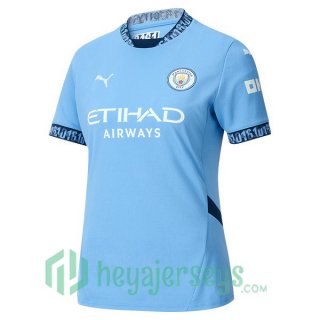 Manchester City Women Home Soccer Jerseys Blue 2024-2025
