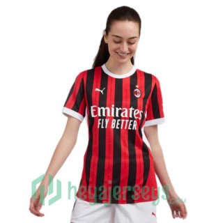 AC Milan Women Home Soccer Jerseys Red Black 2024-2025