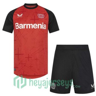 Bayer 04 Leverkusen Kids Home Soccer Jerseys Black Red 2024-2025