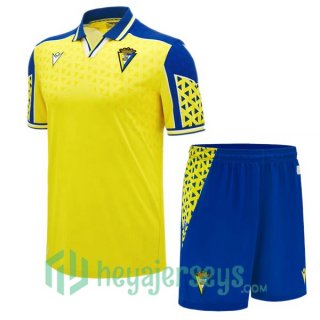 Cadiz CF Kids Home Soccer Jerseys Yellow 2024-2025
