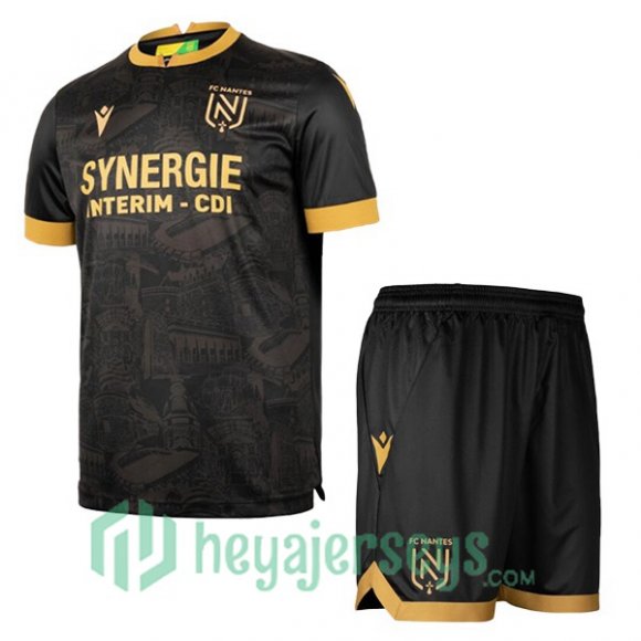 FC Nantes Kids Away Soccer Jerseys Black 2024-2025