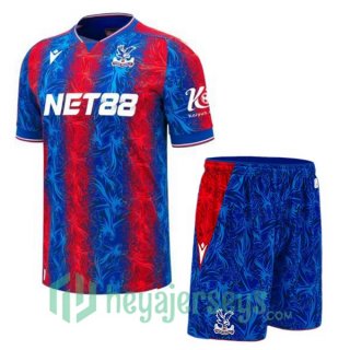 Crystal Palace Kids Home Soccer Jerseys Red Blue 2024-2025