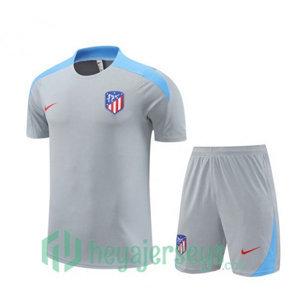 Atletico Madrid Training T-Shirts + Shorts Gray 2024-2025