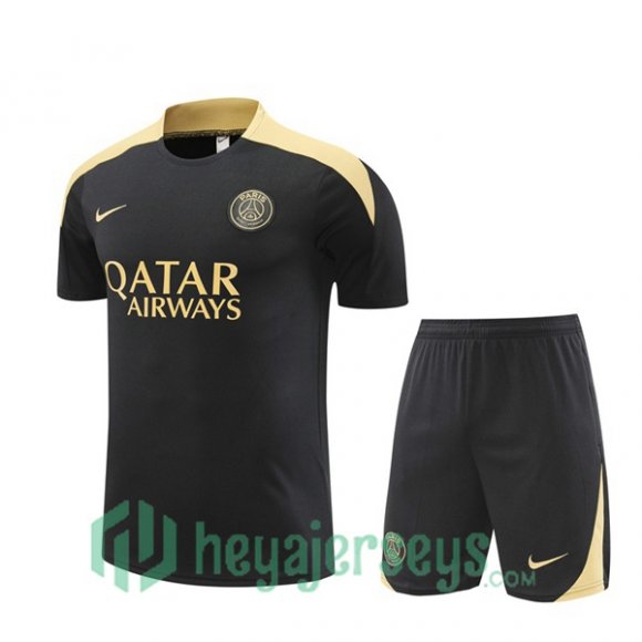 Paris Saint Germain Training T-Shirts + Shorts Black 2024-2025