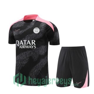 Paris Saint Germain Training T-Shirts + Shorts Black 2024-2025