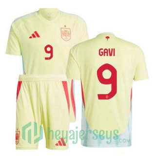 Spain (GAVI 9) Kids Away Soccer Jerseys Yellow UEFA Euro 2024