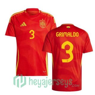 Spain (GRIMALDO 3) Home Soccer Jerseys Red UEFA Euro 2024