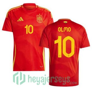Spain (OLMO 10) Home Soccer Jerseys Red UEFA Euro 2024