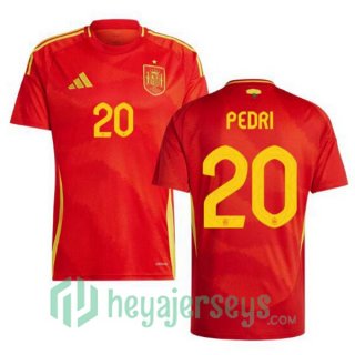 Spain (PEDRI 20) Home Soccer Jerseys Red UEFA Euro 2024