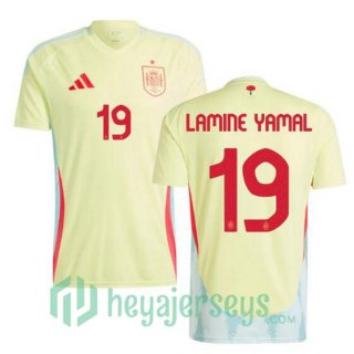 Spain (LAMINE YAMAL 19) Away Soccer Jerseys Yellow UEFA Euro 2024