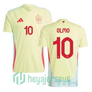 Spain (OLMO 10) Away Soccer Jerseys Yellow UEFA Euro 2024