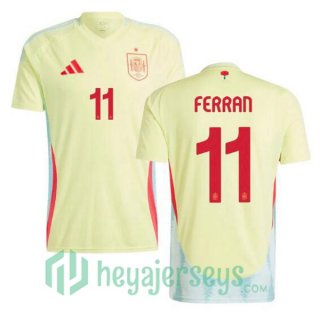 Spain (FERRAN 11) Away Soccer Jerseys Yellow UEFA Euro 2024
