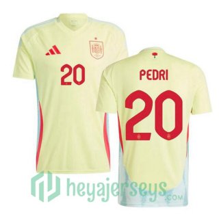 Spain (PEDRI 20) Away Soccer Jerseys Yellow UEFA Euro 2024