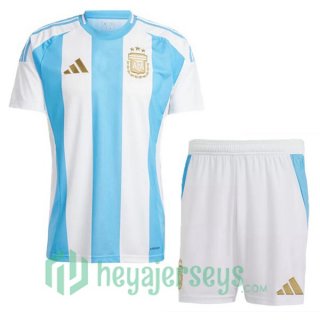 Argentina Kids Home Soccer Jerseys Blue White 2024-2025