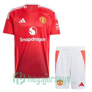 Manchester United Kids Home Soccer Jerseys Red 2024-2025