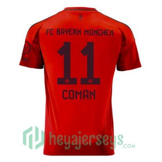 Bayern Munich (Coman 11) Home Soccer Jerseys Red 2024-2025