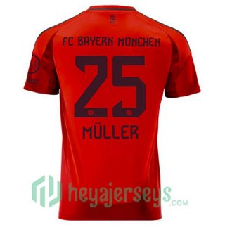 Bayern Munich (Müller 25) Home Soccer Jerseys Red 2024-2025