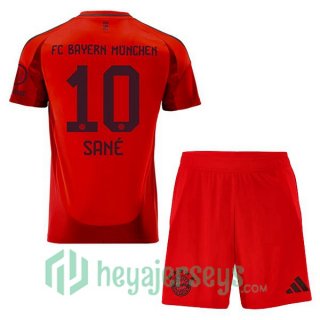 Bayern Munich (Sané 10) Kids Home Soccer Jerseys Red 2024-2025