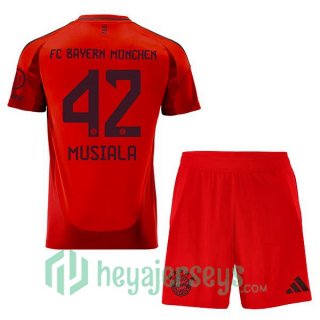 Bayern Munich (Musiala 42) Kids Home Soccer Jerseys Red 2024-2025