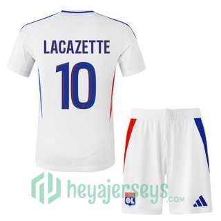Olympique Lyon (LACAZETTE 10) Kids Home Soccer Jerseys White 2024-2025