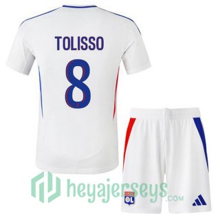 Olympique Lyon (TOLISSO 8) Kids Home Soccer Jerseys White 2024-2025
