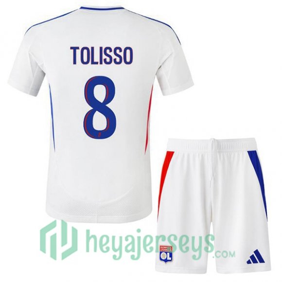 Olympique Lyon (TOLISSO 8) Kids Home Soccer Jerseys White 2024-2025