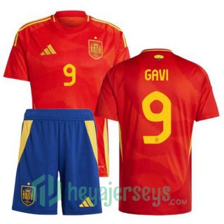 Spain (GAVI 9) Kids Home Soccer Jerseys Red 2024-2025