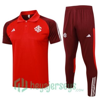 Soccer Polo SC Internacional + Pants Red 2024-2025