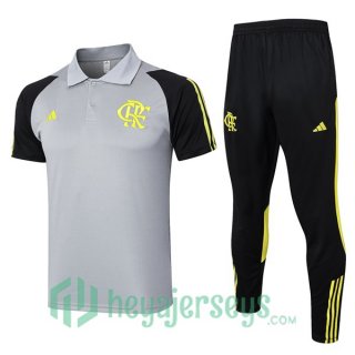 Soccer Polo Flamengo + Pants Gray 2024-2025