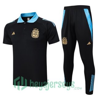 Soccer Polo Argentina + Pants Black 2024-2025