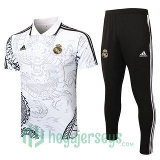 Soccer Polo Real Madrid + Pants White 2024-2025