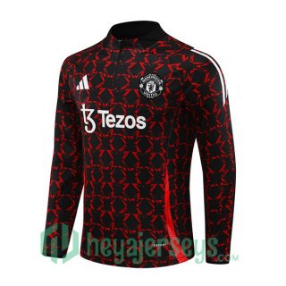 Training Sweatshirt Manchester United Black Red 2024-2025