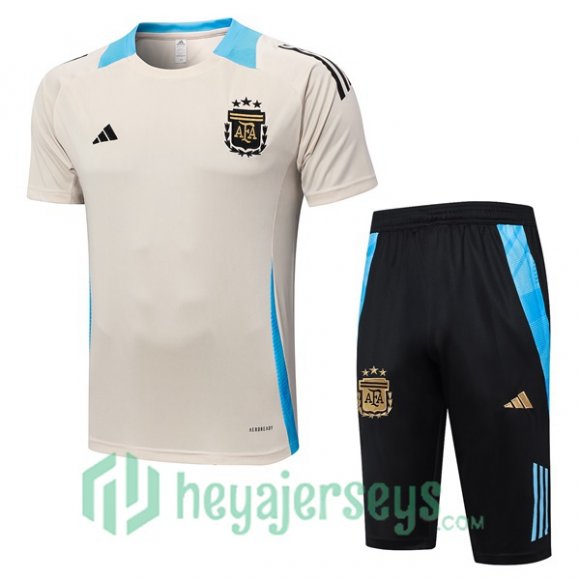 Argentina Training T-Shirts + Shorts Yellow 2024-2025