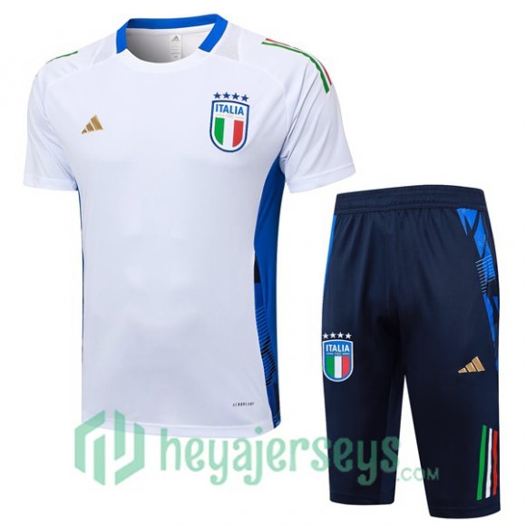 Italy Training T-Shirts + Shorts White 2024-2025