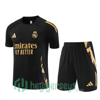 Real Madrid Training T-Shirts + Shorts Black 2024-2025