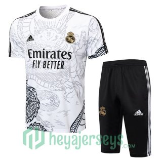 Real Madrid Training T-Shirts + Shorts White 2024-2025