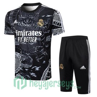 Real Madrid Training T-Shirts + Shorts Black 2024-2025