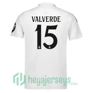 Real Madrid (Valverde 15) Home Soccer Jerseys White 2024-2025