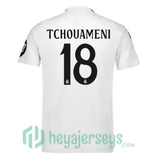 Real Madrid (Tchouameni 18) Home Soccer Jerseys White 2024-2025