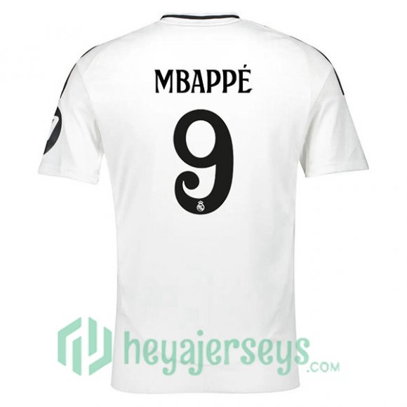 Real Madrid (Mbappé 9) Home Soccer Jerseys White 2024-2025