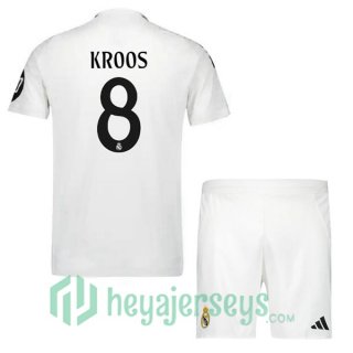 Real Madrid (Kroos 8) Kids Home Soccer Jerseys White 2024-2025