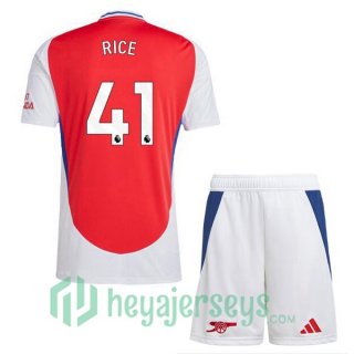 FC Arsenal (RICE 41) Kids Home Soccer Jerseys Red White 2024-2025
