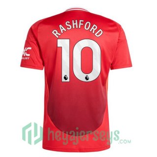 Manchester United (Rashford 10) Home Soccer Jerseys Red 2024-2025