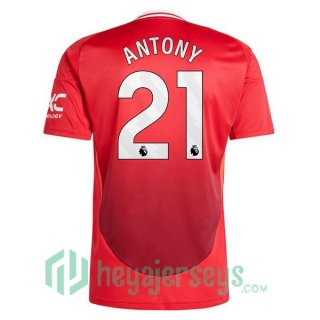 Manchester United (Antony 21) Home Soccer Jerseys Red 2024-2025