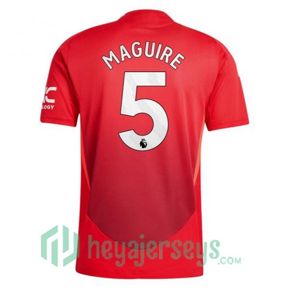 Manchester United (Maguire 5) Home Soccer Jerseys Red 2024-2025