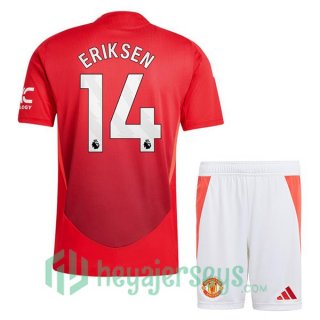 Manchester United (Eriksen 14) Kids Home Soccer Jerseys Red 2024-2025