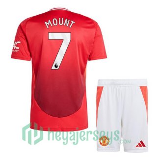 Manchester United (Mount 7) Kids Home Soccer Jerseys Red 2024-2025